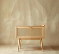 Rattan Cane Nightstand with Drawer