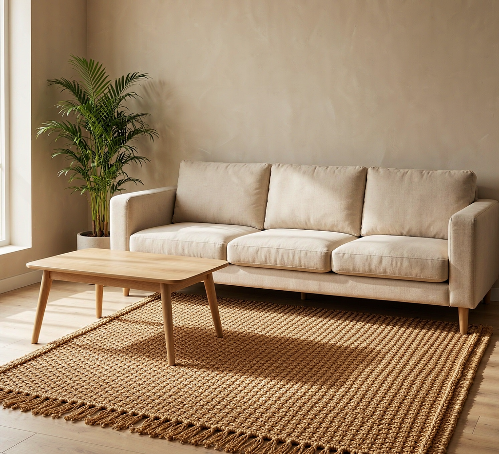 Handwoven Jute Area Rug — 5' × 8'