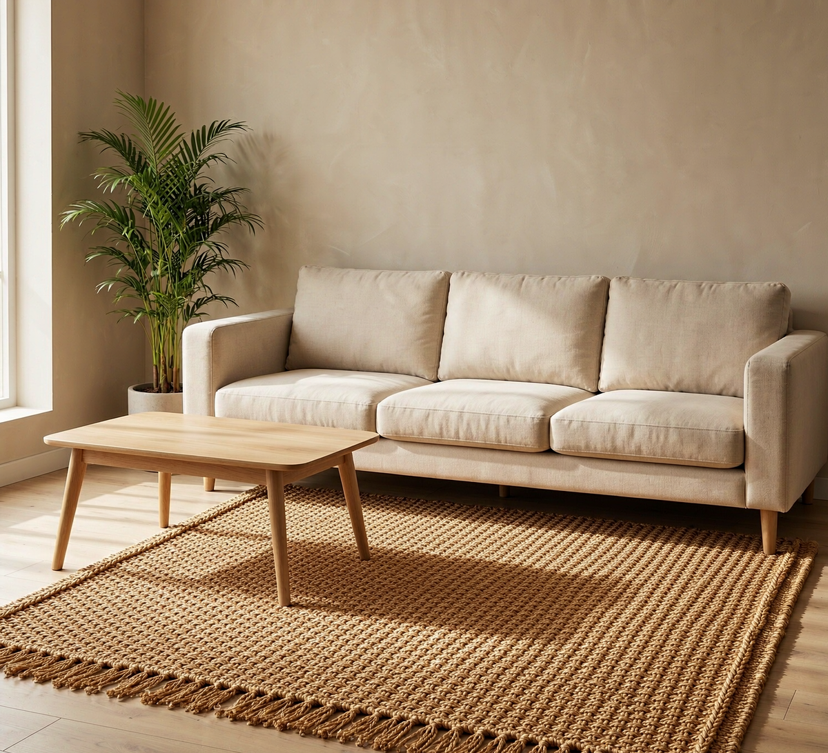 Handwoven Jute Area Rug — 5' × 8'